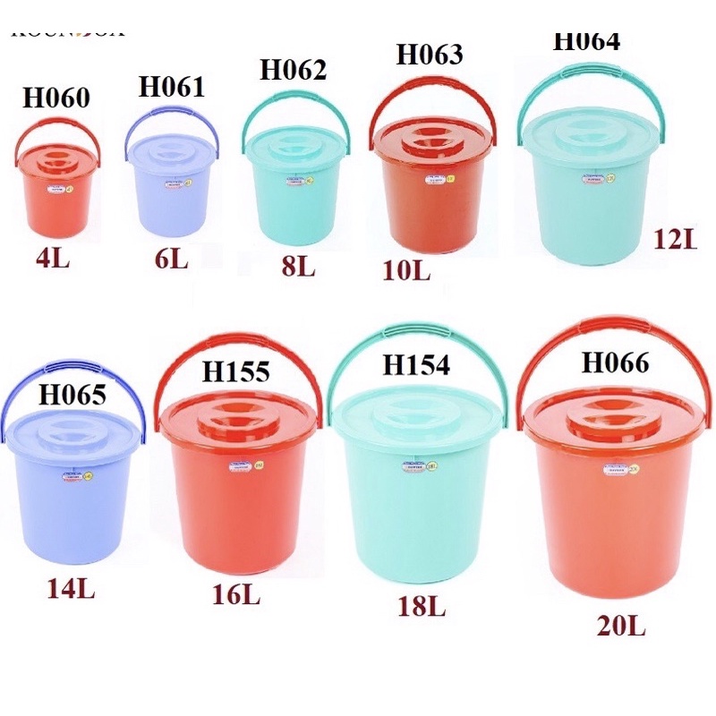 Xô Nhựa Tròn có Nắp Duy Tân 6L-8L-10L-12L-14L-16L-18L-20L-Hàng Chính Hãng