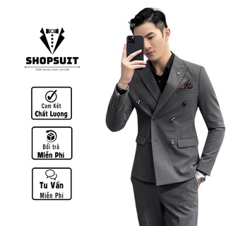 Vest nam cao cấp 6 cúc màu xám kiểu dáng Hàn Quốc