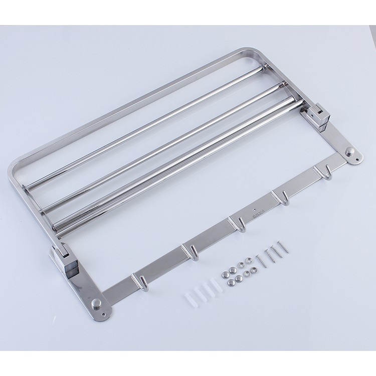 KỆ HAY MÓC TREO KHĂN PHÒNG TẮM INOX 304 CAO CẤP B01 chịu lực tốt, dễ dàng gấp gọn.