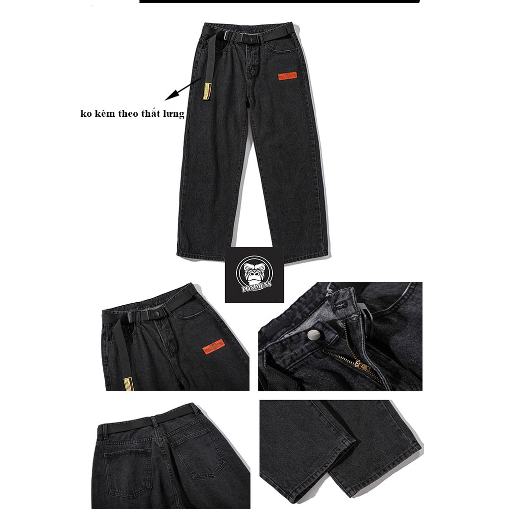 [sale lẻ size] quần jean nam ống rộng màu đen logo 160