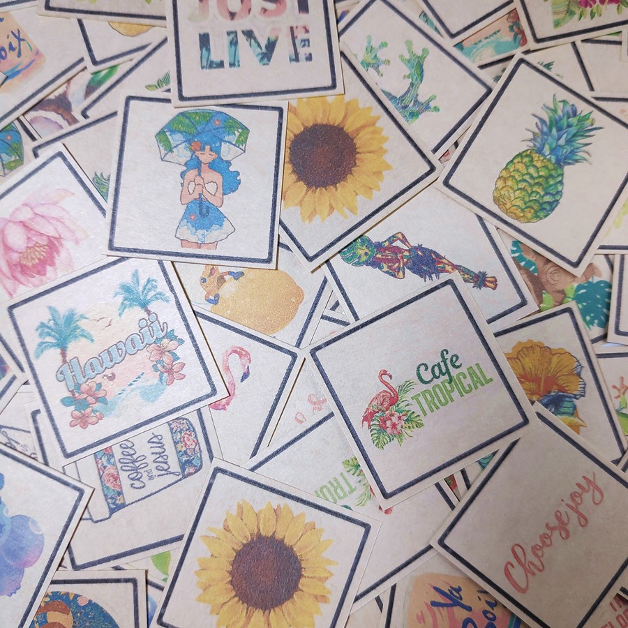 GIẤY DÁN STICKER &quot;TROPICAL'' TRANG TRÍ SỔ TAY, ALBUM MẪU MÃ ĐỘC ĐÁO, ĐA DẠNG