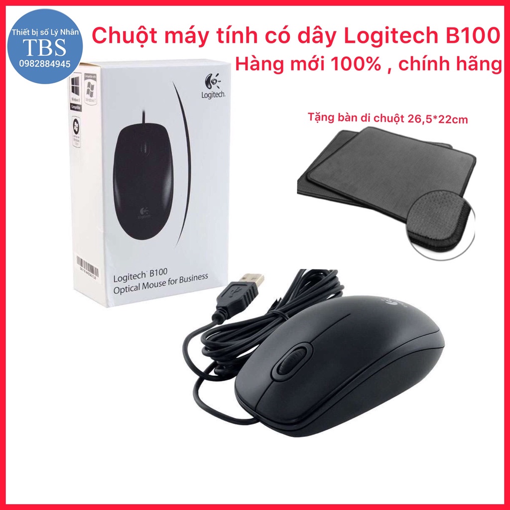 Chuột máy tính có dây Logitech B100 USB chính hãng ,tốc độ nhanh ,nút bấm nảy đàn hồi