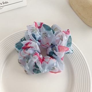 Dây cột tóc vải lụa chiffon màu xanh dương