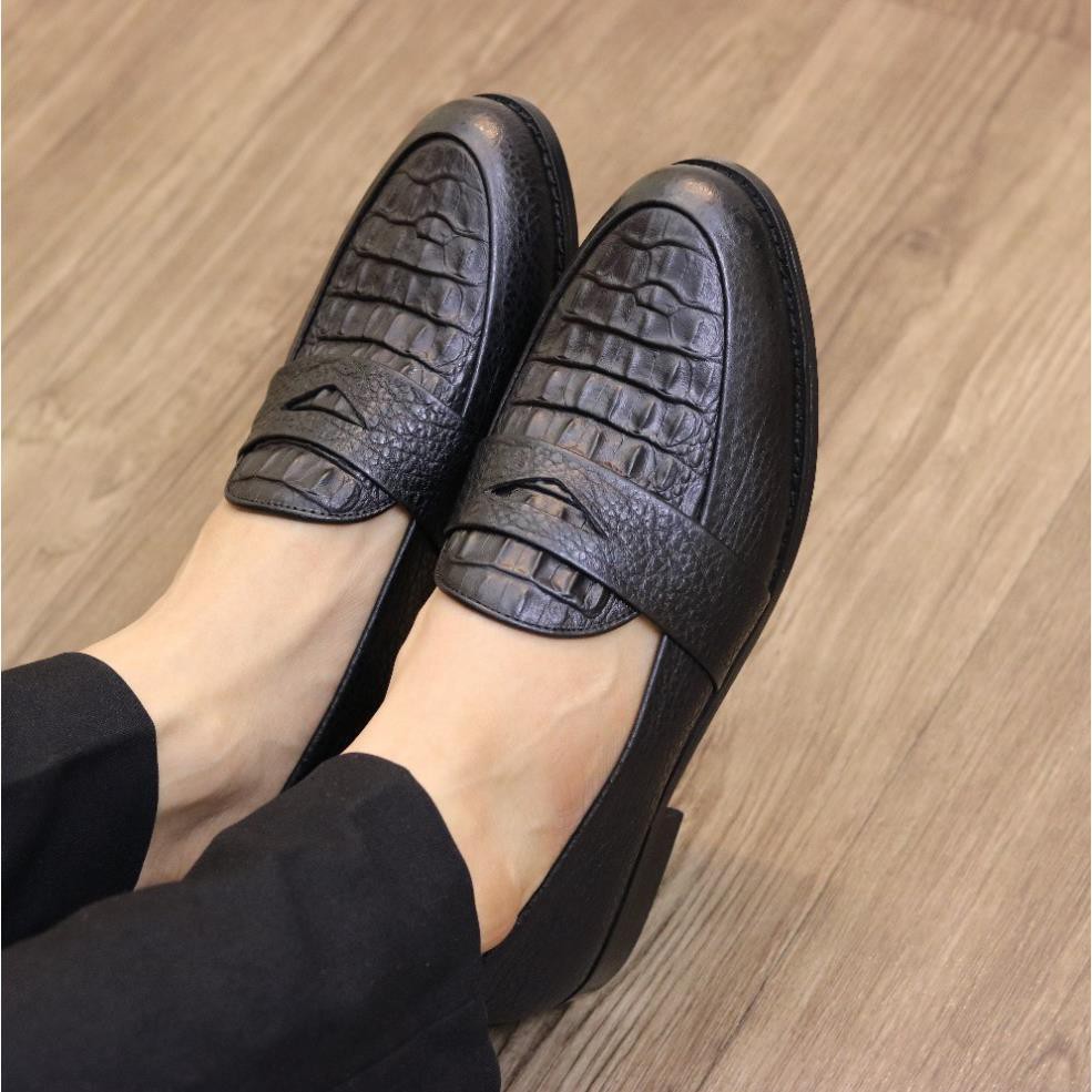 ( đủ Size) GIÀY DA NAM - DA BÒ THẬT 100% DẬP VÂN CÁ SẤU, ĐẾ CAO SU TỔ HỢP - MÃ X091 MÀU ĐEN HÀNG VIỆT NAM Real * > | BigBuy360 - bigbuy360.vn