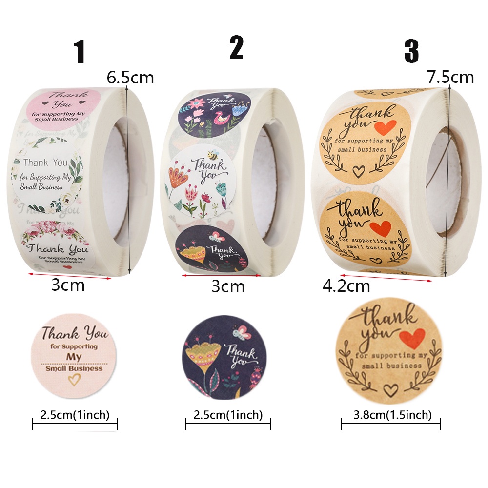 Cuộn 500 Miếng dán in chữ Thank You trang trí túi đựng bánh độc đáo