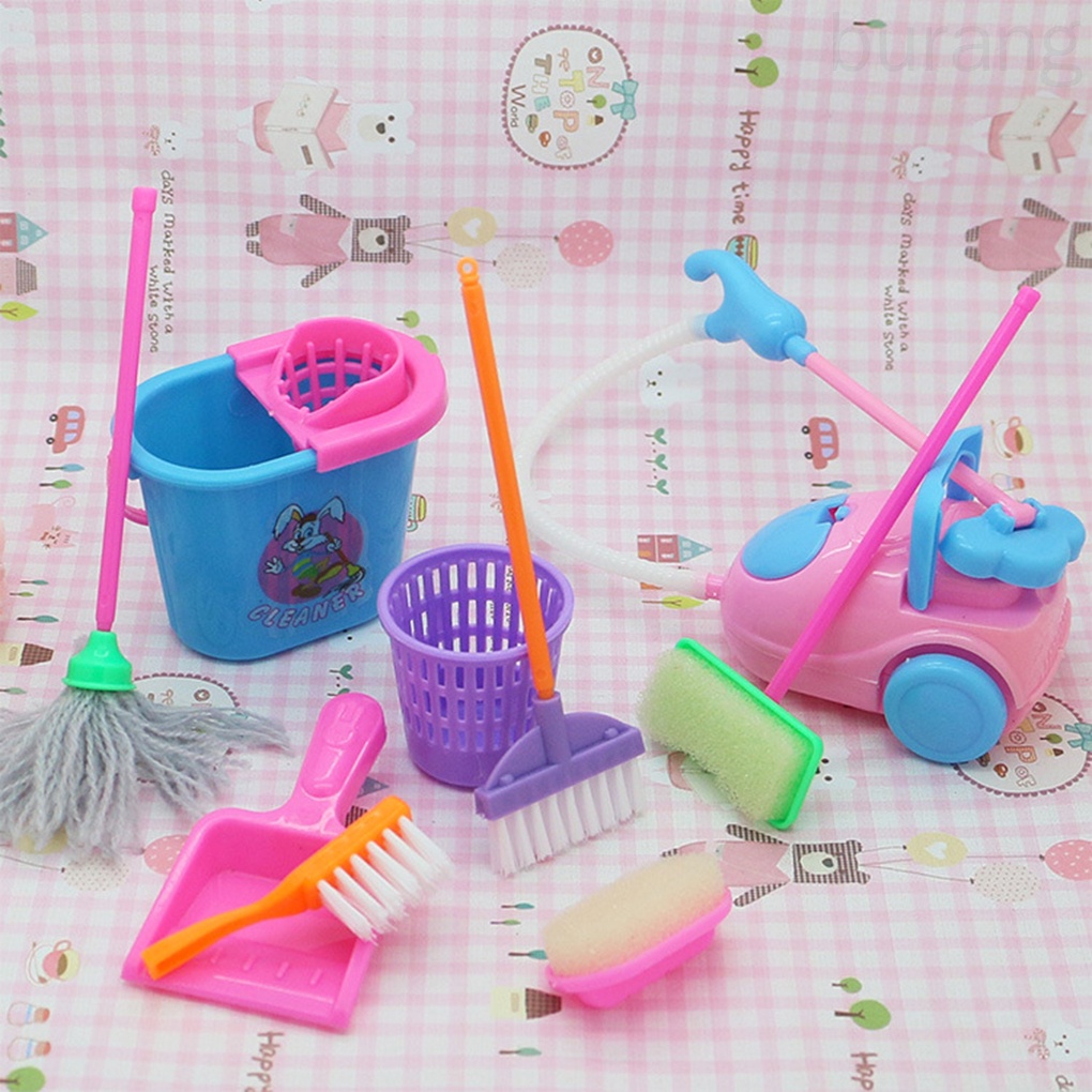 Set 9 món đồ chơi dọn dẹp nhà cửa xinh xắn dễ thương cho bé