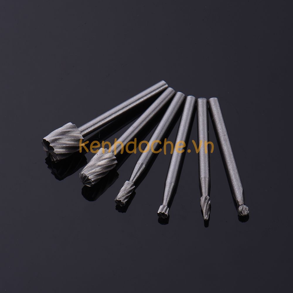 Bộ 6 mũi phay gỗ 3.17, bộ 6 mũi mài khắc mini trên gỗ hoặc nhựa trục 3.17