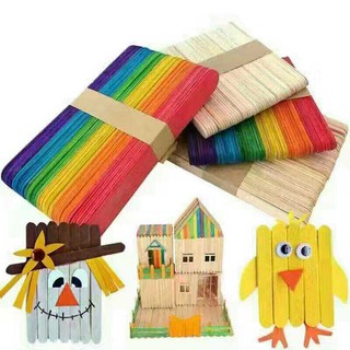 Bịch 50 que kem gỗ màu loại tốt chiều dài tiêu chuẩn