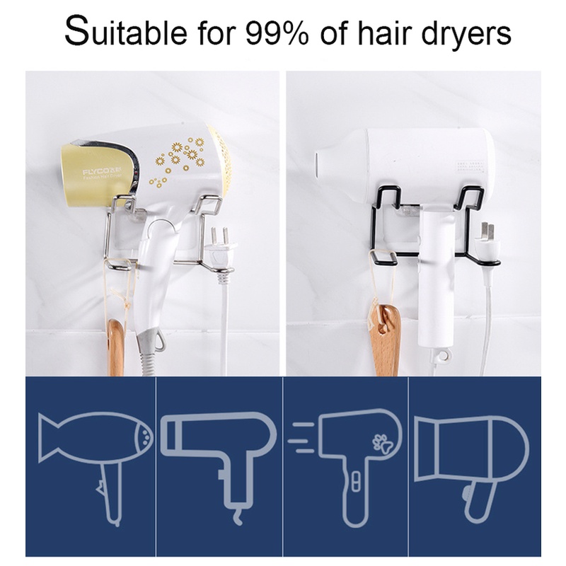 Giá Đỡ Máy Sấy Tóc 2 Trong 1 Bằng Thép Không Gỉ Tiện Dụng Cho Nhà Tắm