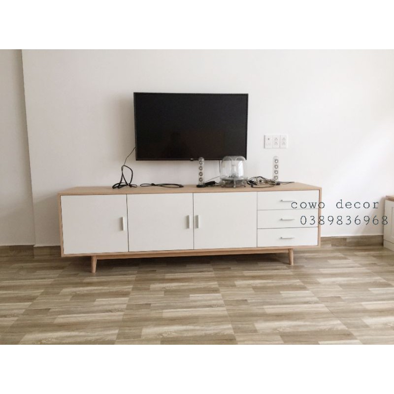 Tủ tivi 📺 Ảnh thật 📺 Kệ tivi sơn 2k - Tủ/Kệ tivi màu trắng 3 kích thước 1m6, 1m8, 2m