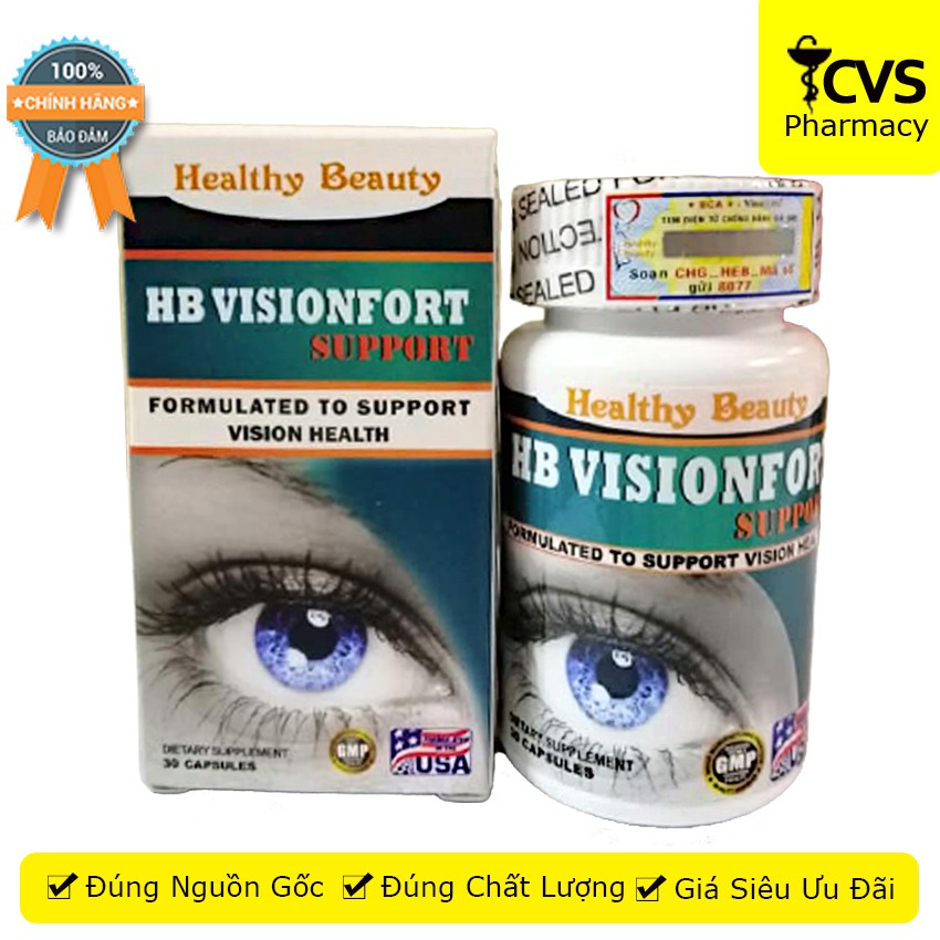 Viên uống HB VISIONFORT (Hộp 30 viên) Giúp tăng cường thị lực, giảm lão hóa mắt, giúp mắt sáng khỏe 