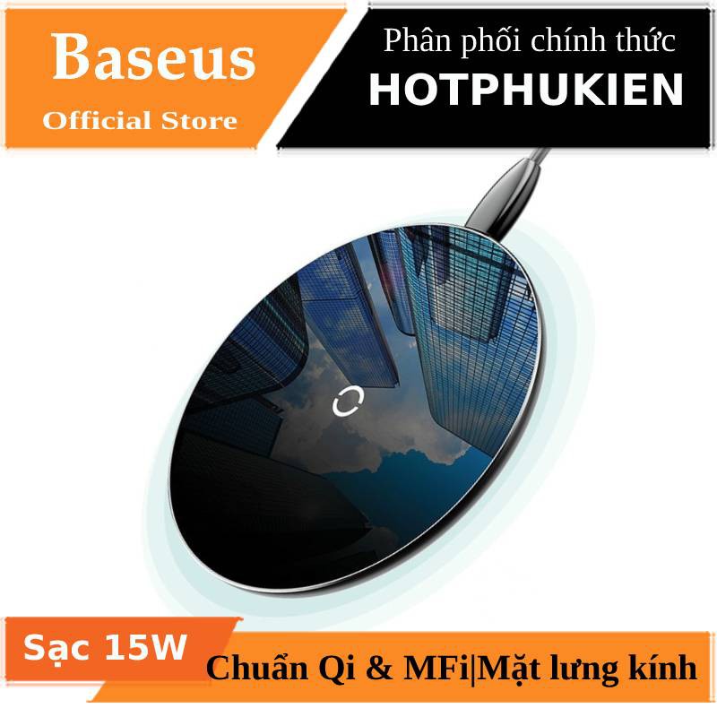 Đế sạc không dây Baseus Simple sạc nhanh 15W chuẩn Qi mặt lưng kính cường lực trang bị chip sạc thông minh K320