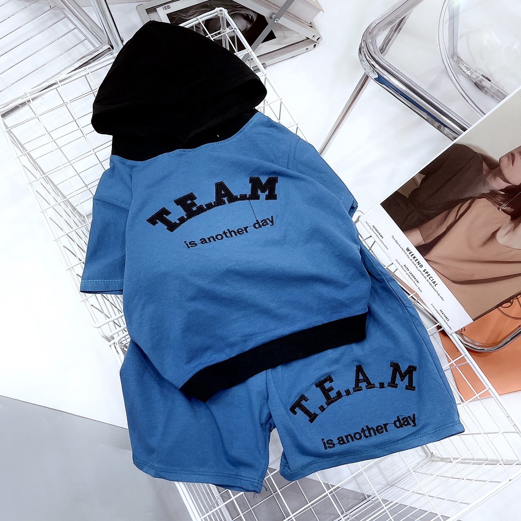 A548- BỘ BÉ TRAI XANH MŨ ĐEN TEAM