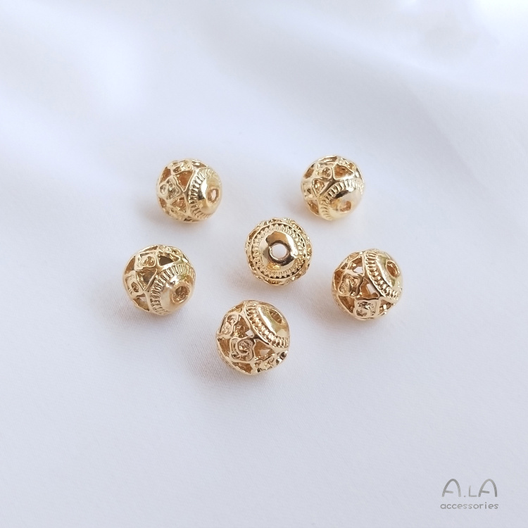 Chuỗi Hạt Cườm Đồng 14K Hình Tròn Nhiều Màu Sắc Dùng Làm Trang Sức diy 8mm