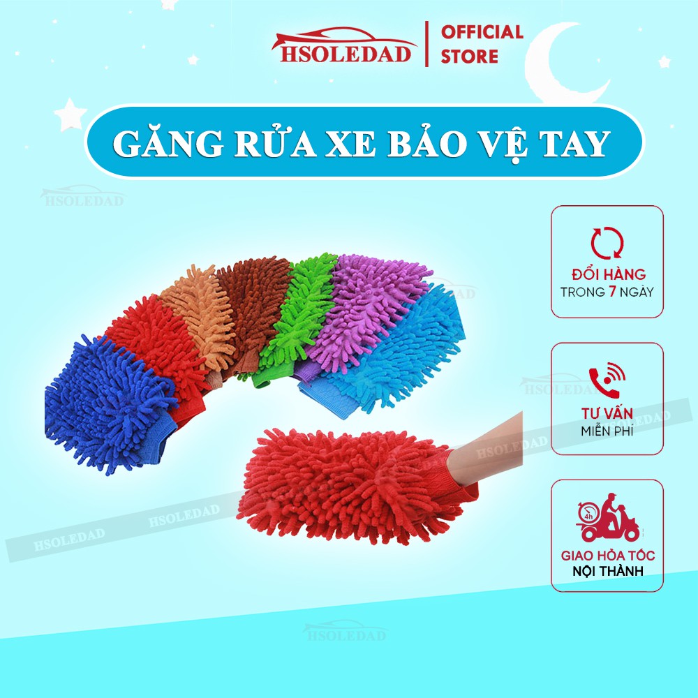 Bao tay lau rửa xe cho ô tô loại 2 mặt, sợi microfiber siêu thấm