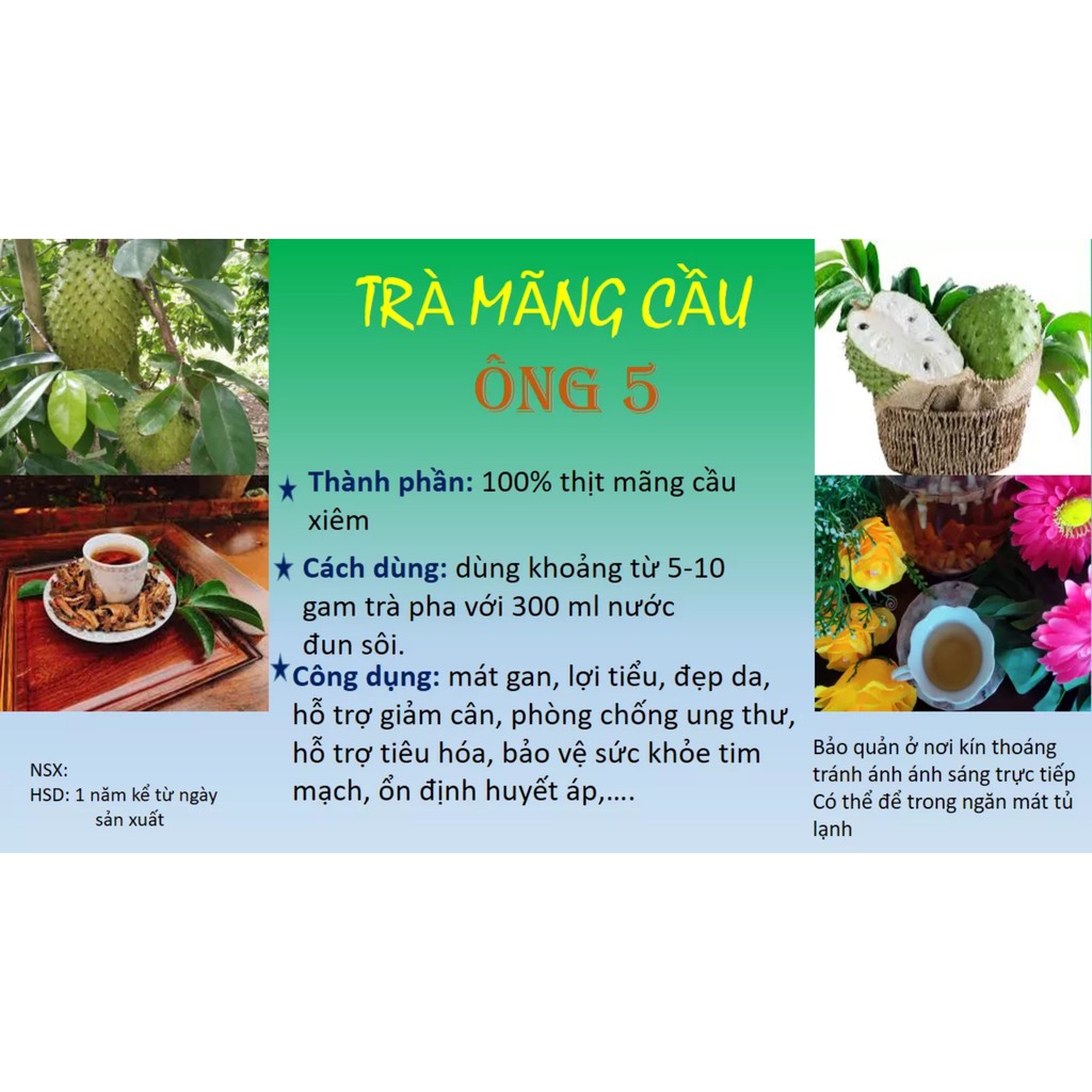 (500g)Trà Mãng Cầu Xiêm Ông 5 thơm ngon-chất lượng-tốt cho sức khỏe