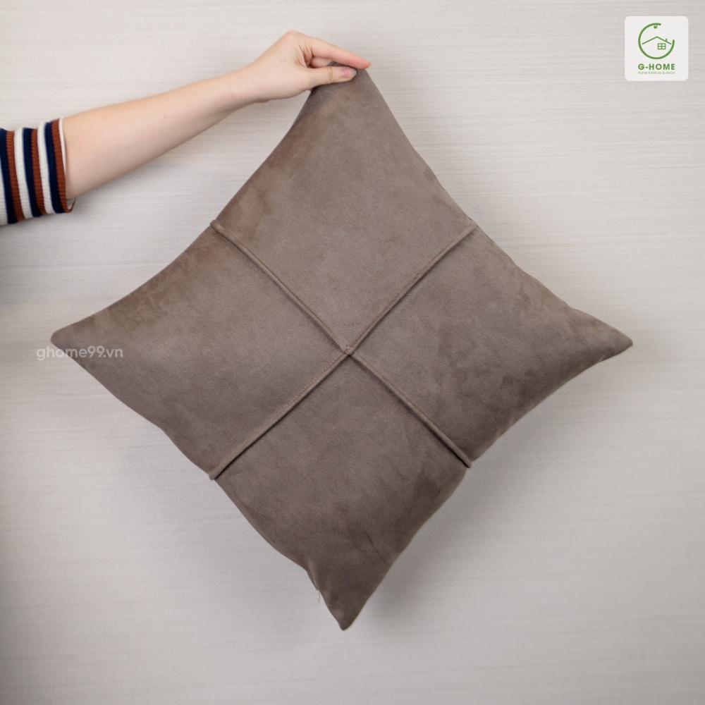 Vỏ gối suede cao cấp Ghome, vỏ gối vuông da lộn, đệm gối sofa trơn màu mềm mại sang trọng VG21M2