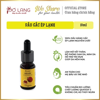 Dầu gấc ép lạnh giảm thâm nám Pơ Lang chai 10ml (dưỡng da/massage) - Gac fruit oil