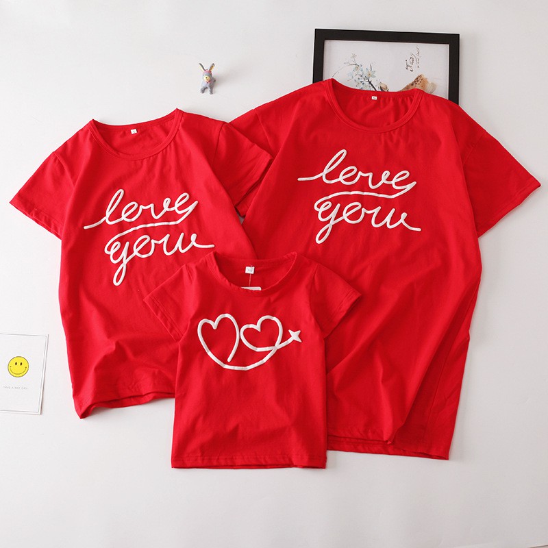 Áo gia đình - Đồng phục gia đình đẹp  (Có hình thật + Logo thương hiệu)  Chữ LoveYou họa tiết phi thuyền