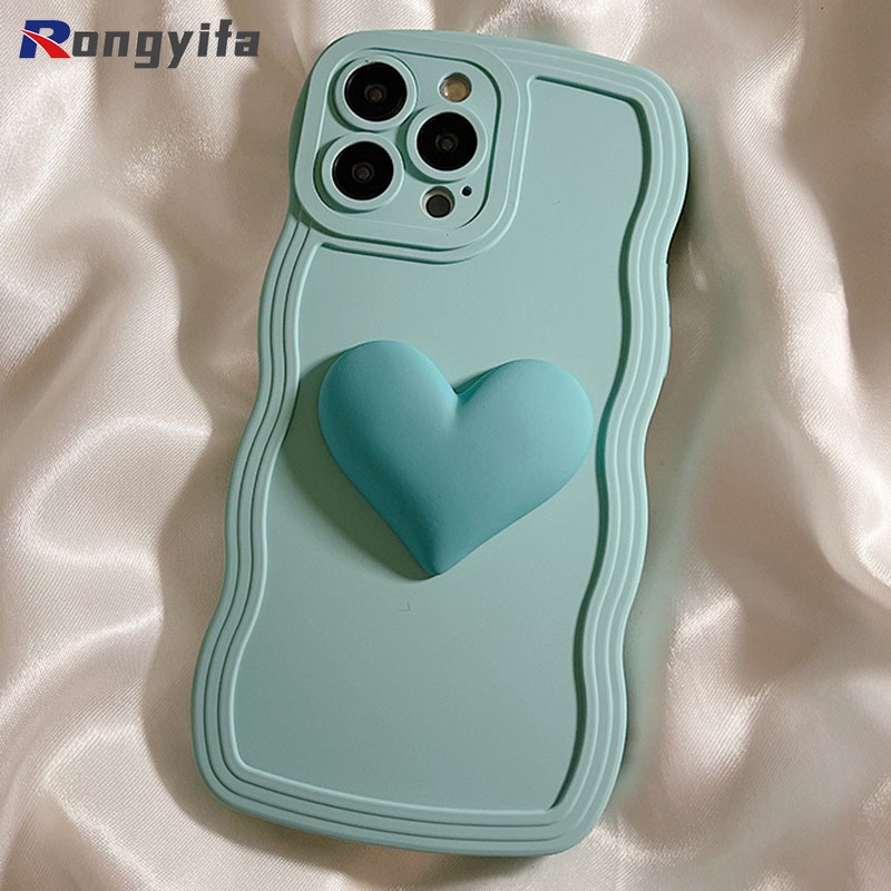 Ốp Điện Thoại Silicone Mềm Màu Kẹo Họa Tiết Trái Tim Cho iPhone 13 12 11 Pro XS Max
