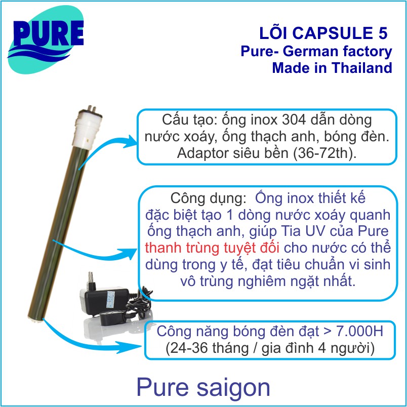 Bộ lõi lọc Capsule 5 có đèn UV diệt khuẩn