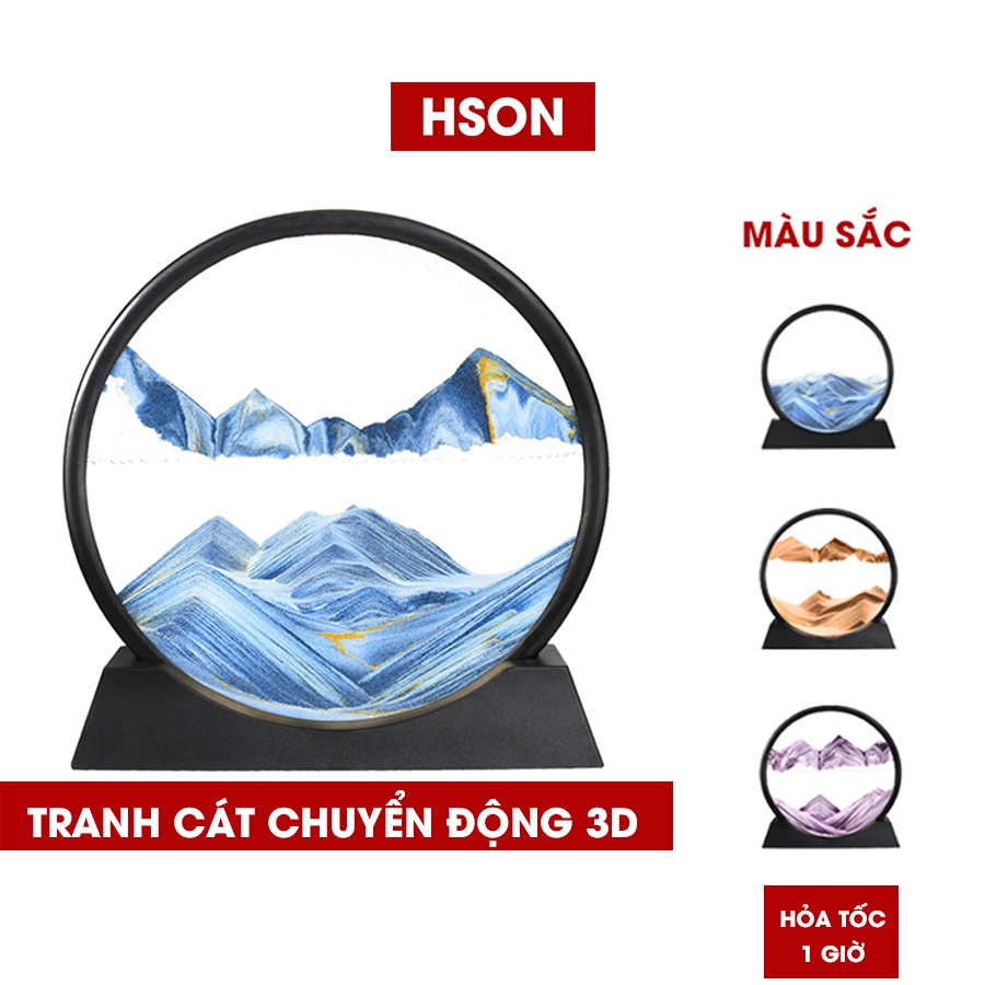 Tranh cát lún chuyển động 3D, tranh thủy tinh HSON nghệ thuật trang trí để bàn decor làm việc làm quà tặng cao cấp