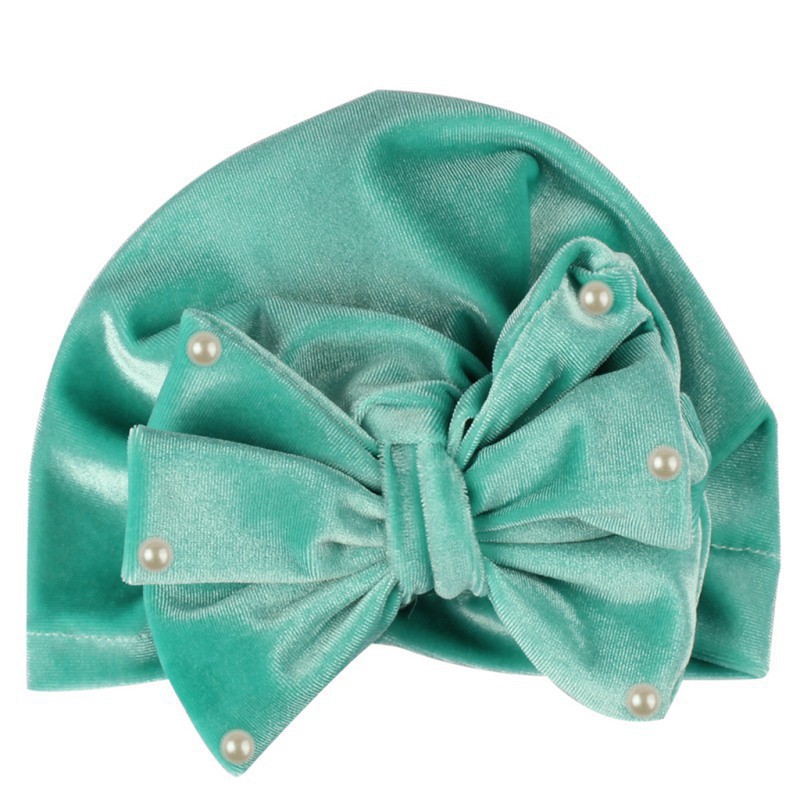 Mũ trùm đầu co giãn thiết kế nơ đáng yêu cho bé