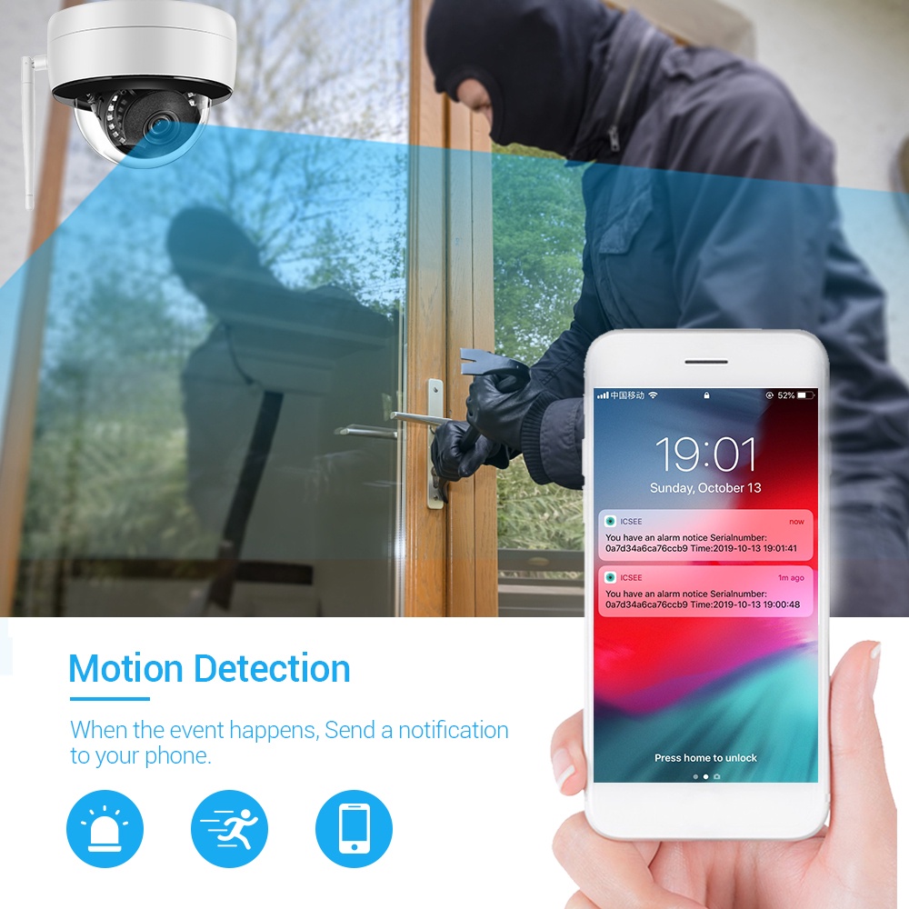 Máy Quay An Ninh Hamrol 5MP Kết Nối Wifi IP 1080P Có Khe Cắm Thẻ SD