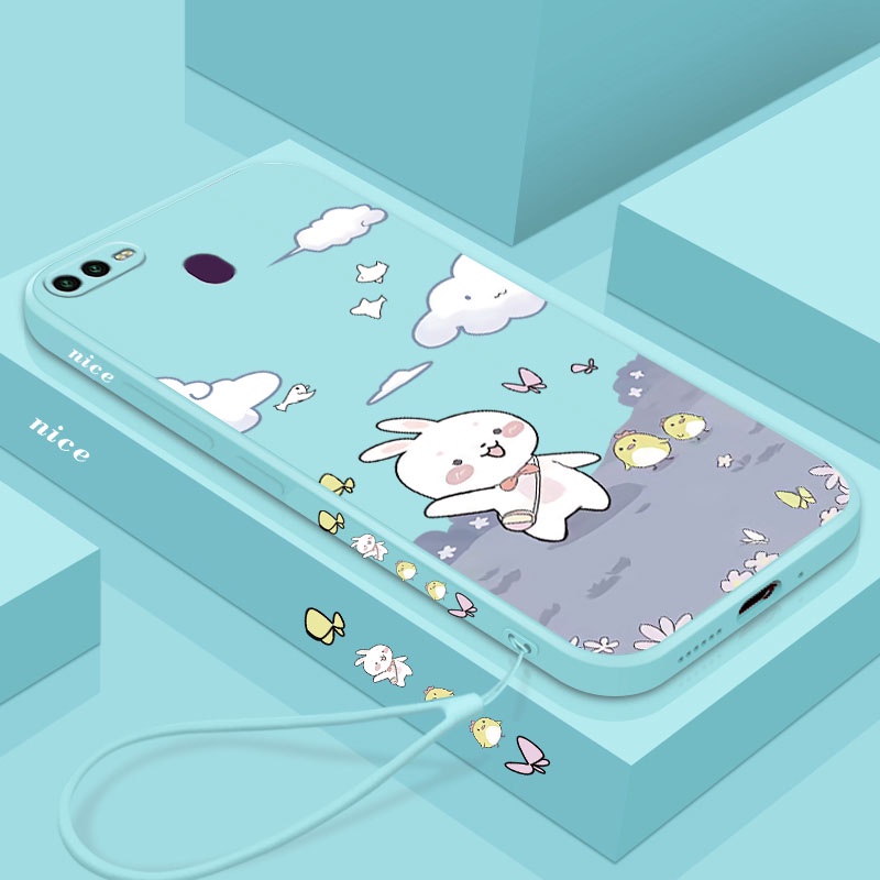 Ốp Điện Thoại Silicon Mềm Hình Thỏ / Gà / Thỏ Hoạt Hình Gắn Dây Đeo Cho OPPO A7 A5S A12 F9 PRO F7 F5