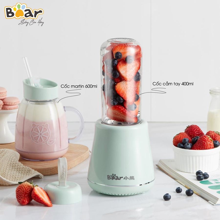 Máy Xay Sinh Tố Cầm Tay Bear 2 Cối, Xay Hoa Quả Công Suất Lớn, Chất Liệu An Toàn LLJ-D04A1