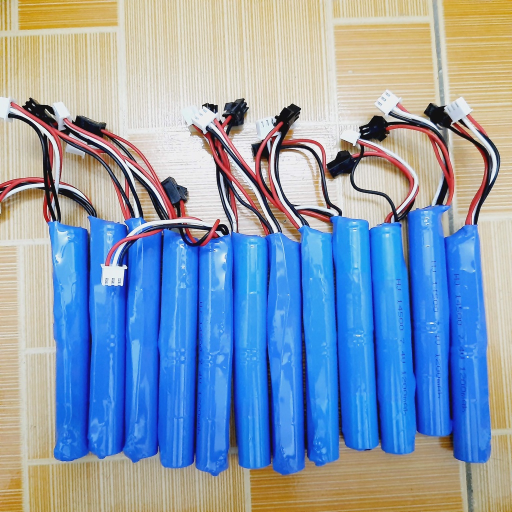 Pin sạc 7.4V 14500 Pin 2s dài 10cm dung lượng 1200mah cổng nối Sm dùng cho xe mô hình điều khiển từ xa