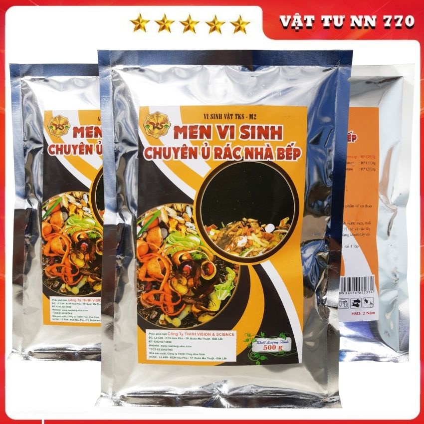 Men Vi Sinh Ủ Rác Nhà Bếp Phân Hủy Nhanh Xác Bã Hữu Cơ, Khử Mùi Hôi - Gói 500gr