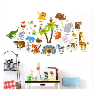 Decal dán tường vườn thú tiếng anh mã 03..