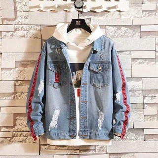 Áo Khoác Jean Nam Viền Đỏ AJ006 -fashionstarno1