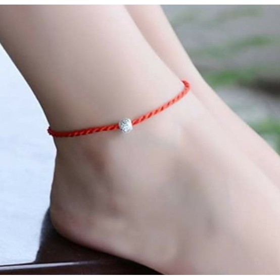 Vòng chân chỉ đỏ may mắn bi bạc ta cực xinh