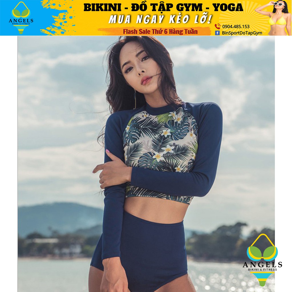 Bikini,Bộ Đồ Bơi Hoa 2 Mảnh Dài Tay , Hàng Nhập đủ size M L XL,BHN009 | BigBuy360 - bigbuy360.vn