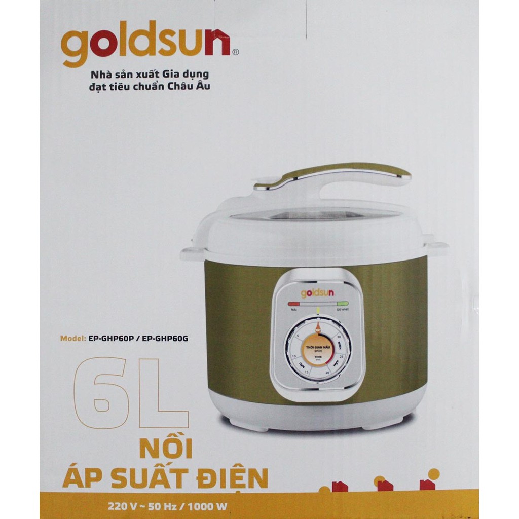 Nồi áp suất điện Goldsun EP-GHP60G dung tích 6 lít - Hàng chính hãng, bảo hành 12 tháng