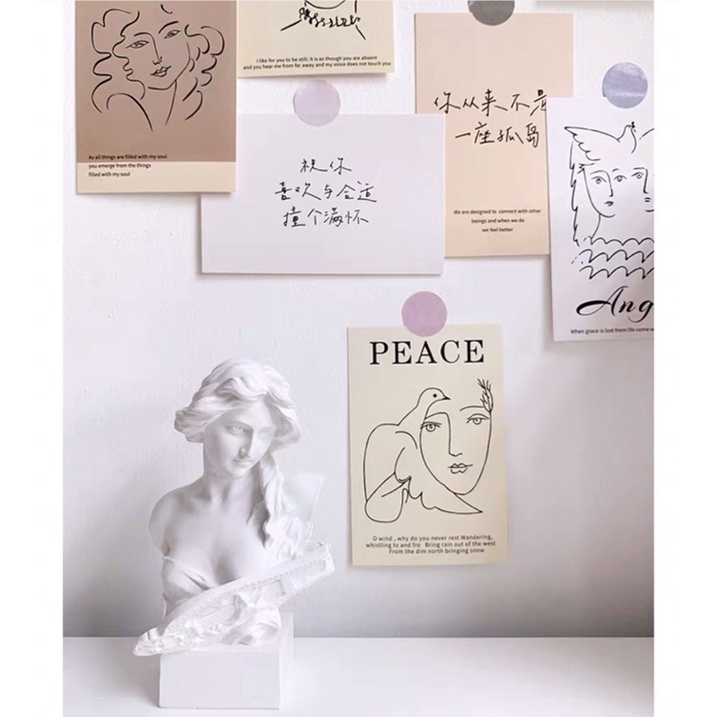 Set 30 Postcard dán tường decor ảnh trang trí phong cách Retro trừu tượng August Decor