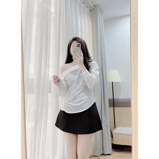 Áo trắng lệch vai