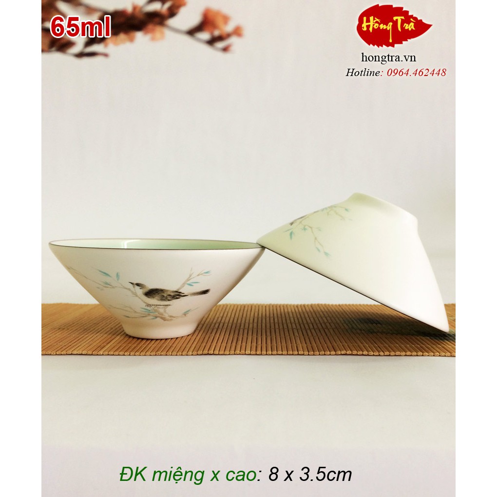 Chén sứ nón vẽ tay CS53