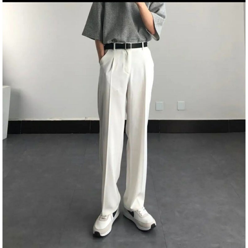 Quần tây nam ống suông rộng phong cách hàn quốc chất vải trượt nhung mềm co giãn nhẹ thoải mái