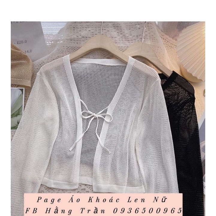 Áo khoác lưới dáng lửng cột dây chất lanh không ngứa da.