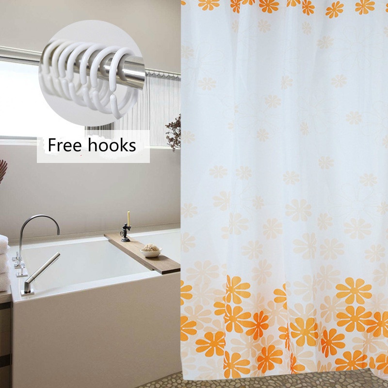 Polyester flower pattern waterproof mildew-proof shower curtain