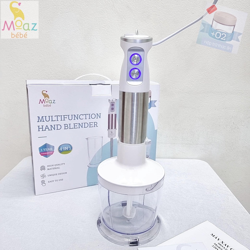 (Hàng chính hãng) Máy xay cầm tay đa năng 3in1 MOAZ BEBE MB-026 &quot;Máy xay đồ ăn dặm cho bé''