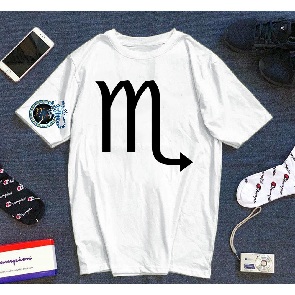 Áo thun Cotton Unisex - Cung Hoàng Đạo - Cung Bọ Cạp - Biểu tượng cung bọ cạp màu đen