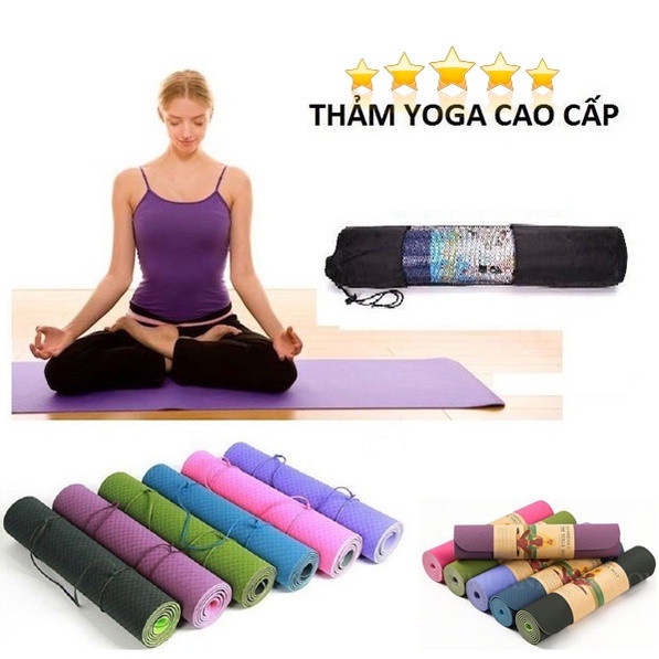 Thảm Tập Yoga,Gym dầy 6mm-8mm 2 lớp TPE cao cấp loại xịn chống trơn tuyệt đối.