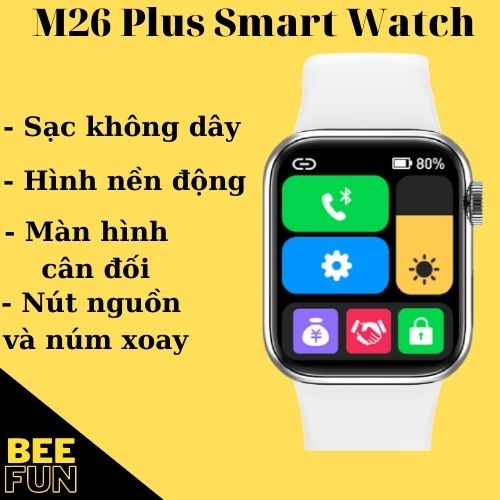 Đồng hồ thông minh M26 Plus 2 màn hình cân đối, hai nút nguồn