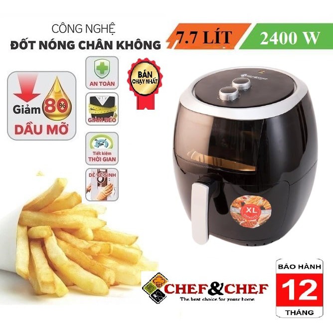 NỒI CHIÊN KHÔNG DẦU CHEF&CHEF YJ-702 DUNG TÍCH ĐẠT 6,5 LIT VÀ 7,7L