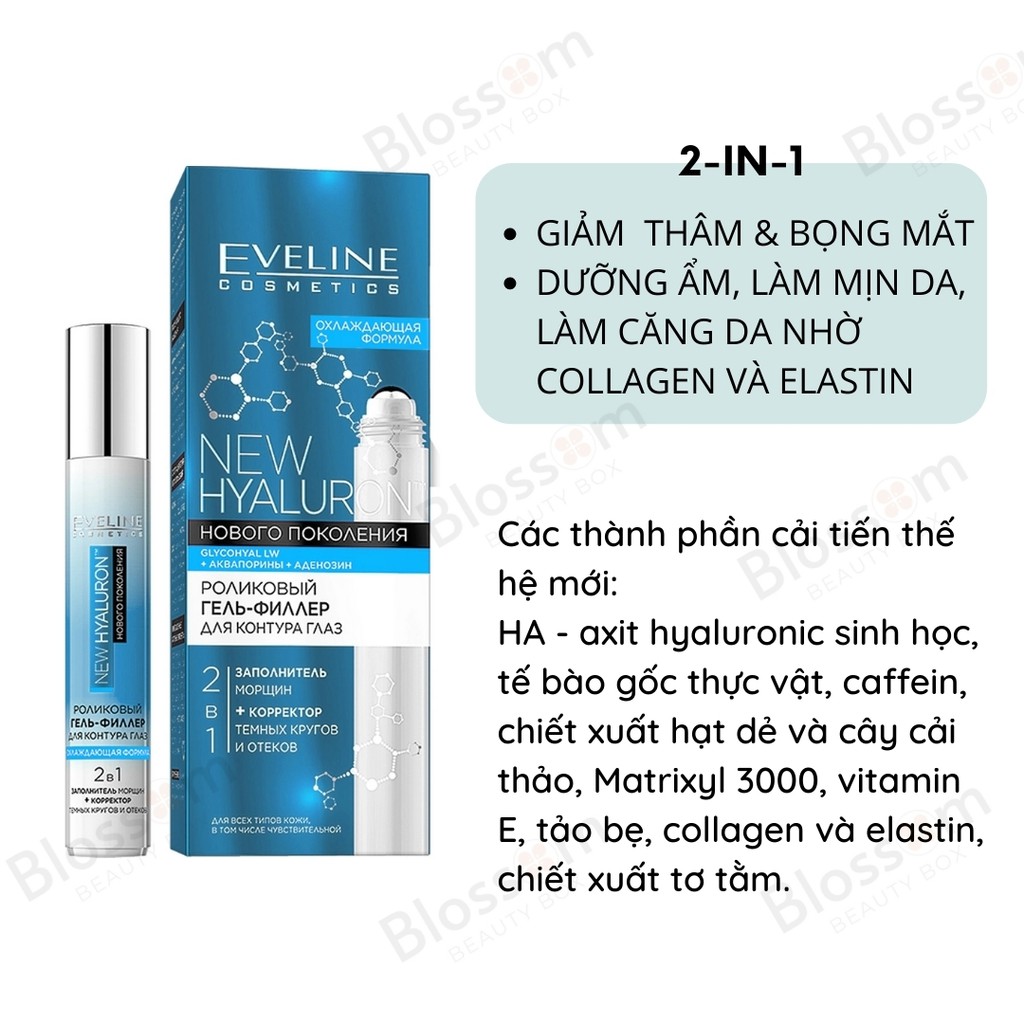 Lăn mắt lạnh Eveline Rollon Hyaluronic 2 in 1