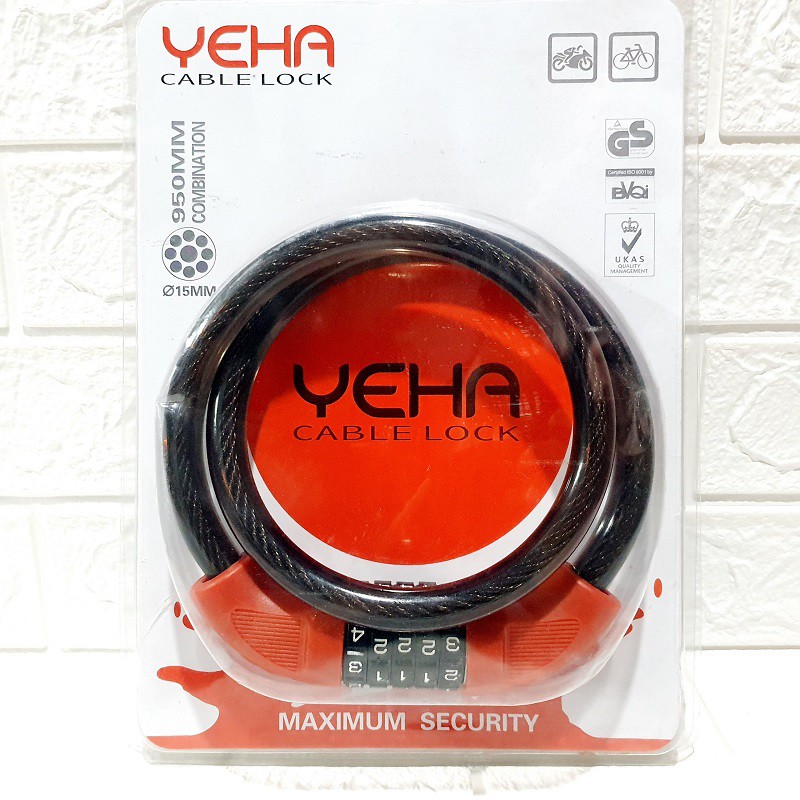 Khoá dây 5 số cáp xoắn YEHA 15mm X 950mm hàng Đài Loan ( Đổi mã tuỳ ý )